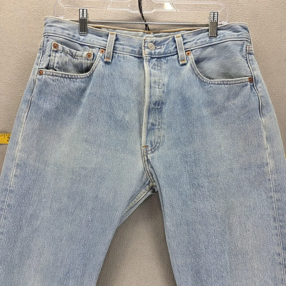 Vintage Levis 501 Jeans Mens Blue Straight Button Fly USA Altered Hem Fits 32x30